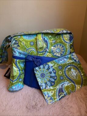 Green & Blue Paisley Kids Crossbody Bag with Matching Pouch